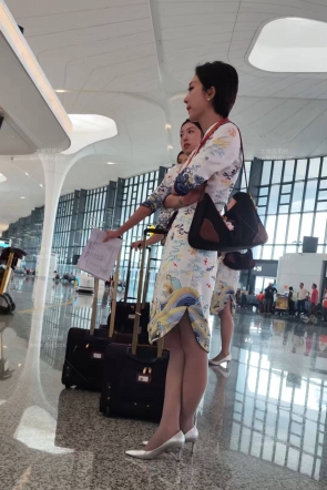 4k视频海航乘务组一大波旗袍灰si细高跟